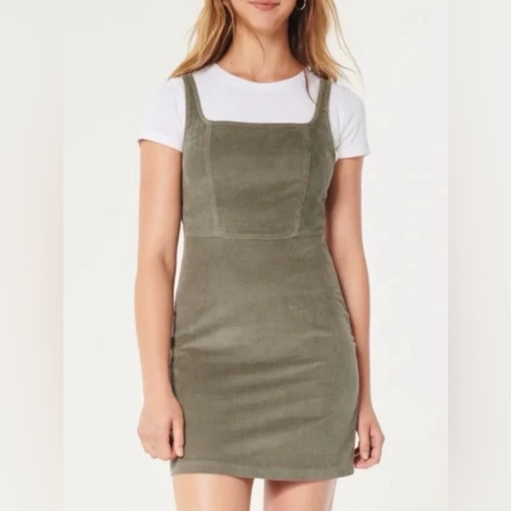 Hollister Khaki Green Corduroy Mini Dress